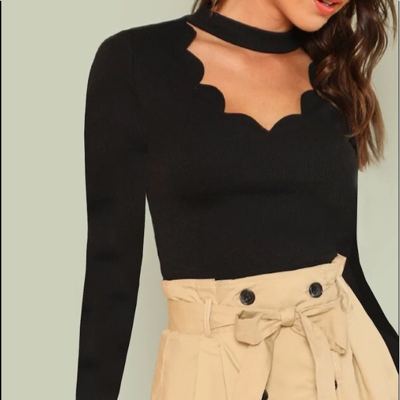 SHEIN Tops - Scallop Trim Choker Top
